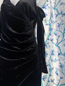 Black Velvet Cold Shoulder Dress
