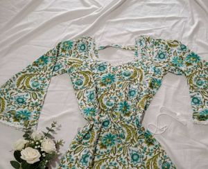 Floral Print kurti with lec pattern
