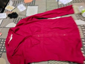 Red Button-Down Shirt &amp; Light Wash Jeans