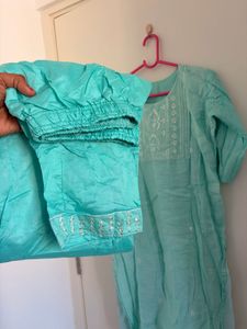 Aqua Blue Chikankari Kurta