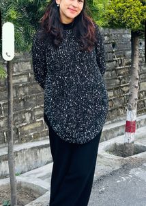 Cozy Black & White Knit oversized Sweater