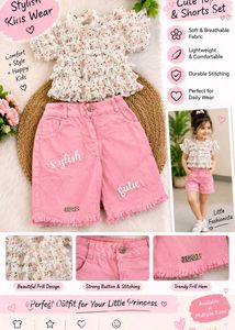 Cute Floral Top & Pink Skirt Set