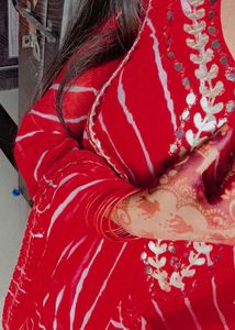 lehriya Red & golden Printed Kurta with heavy dupa
