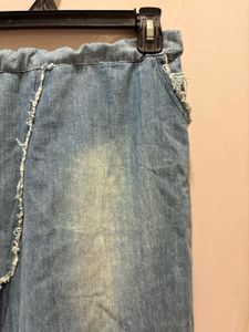 Distressed Denim Asymmetrical Skirt