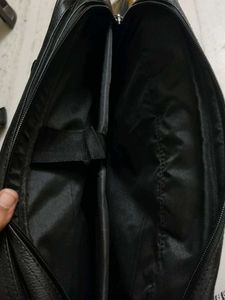 Stylish Black Leather Briefcase - Laptop Bag