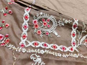 Embroidered Brown Kurta Set with Dupatta