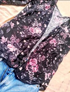 Elegant Floral Open Front Cardigan