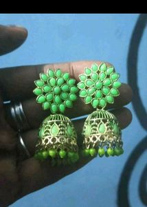 Beautiful Green Jhumka Earrings