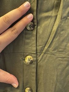 Olive Green Button-Up Midi Dress