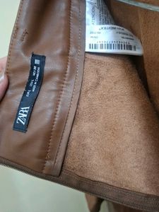 Brown Faux Leather Skirt with Belt