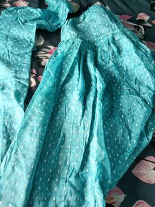 Light Blue Kurta Set with White Print
