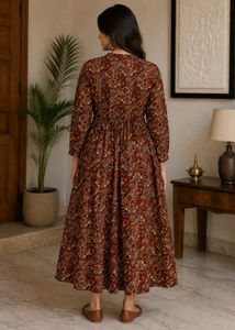 Patterned front slit dress