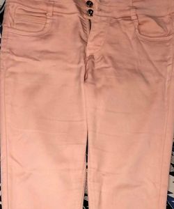 Women skinny mid rise Peach colour jeans