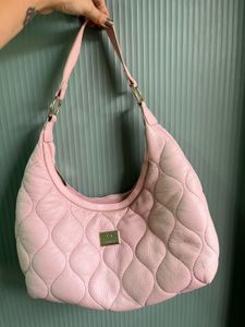 Chic Quilted Pink Leather Hobo Bag