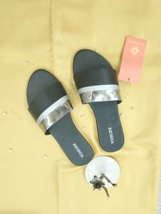Vishudh Women Black,Sliver Flats