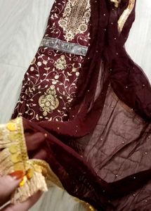 Heavy Embroidery Bridal Party Wear Dress