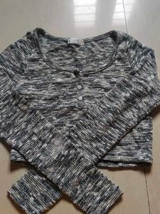 Cozy Marled Knit Cropped Top