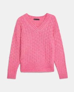 M&amp;S Collection Soft Pink Fuzzy V-Neck Sweater