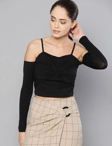 Stylish Black Cold Shoulder Top