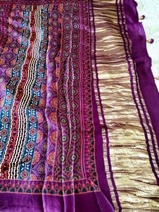 Beautiful Purple Modal ajrak Printed Saree