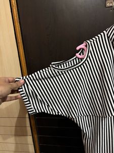 Chic Striped Cold Shoulder Top