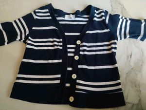 Navy &amp; White Striped Cardigan