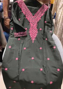 Green Embroidered Kurta Set