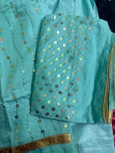 Beautiful Teal Kurta Set with Sequins