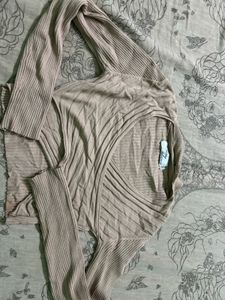 Ribbed Knit Wrap Cardigan