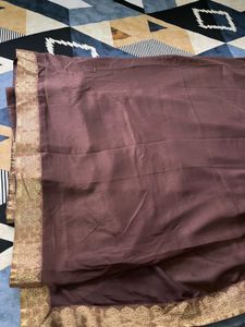 Elegant Brown Saree with Golden Border