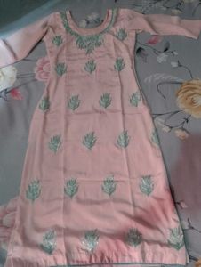 Elegant Pink Embroidered kurta with dhoti salwar