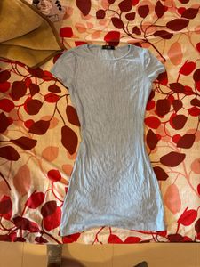 Light Blue Ribbed Bodycon Mini Dress