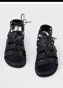Black Lace-Up Gladiator Sandals