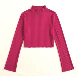 Ribbed Lettuce Trim Crop Top