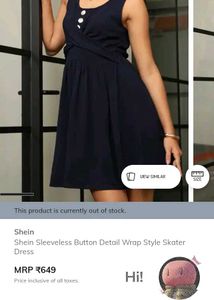 Navy Blue Sleeveless Wrap Skater Dress🥰