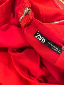 ZARA Red Cut-Out Midi Dress