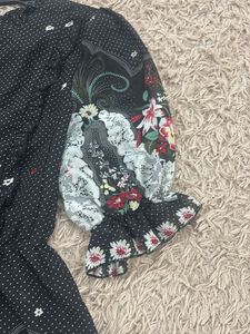 Chic sheer Black Floral Print Dress