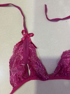 Pink Lace Bralette Tie up