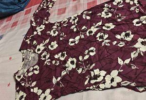 Maroon Floral Print Kurta