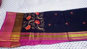 Elegant Blue Saree with Pink Blouse