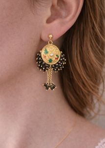 Ethnic Floral Design Dangle Earrings