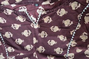 Brown Printed Cotton Kurta