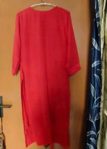 Vibrant Red Embroidered Kurta