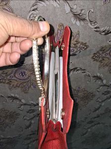 Elegant Coral Clutch Bag with Crystal Handle
