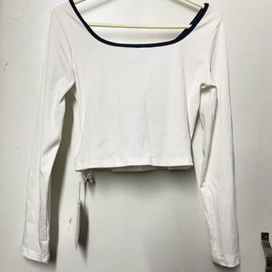 White Long Sleeve Cropped Top