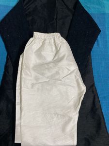 Elegantzed Black raw silk Sequined Kurta with whi