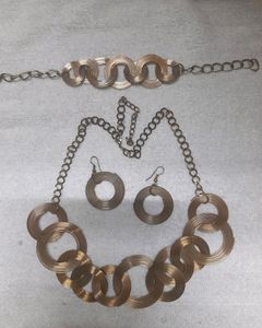 Retro Statement Jewelry Set Wire Hoops Partywear