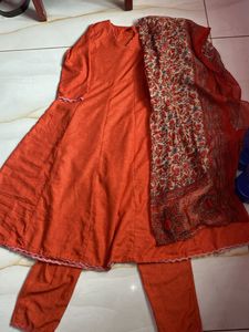 Orange 3 peice Kurta Set
