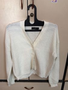 Cream Knit Button-Up Cardigan