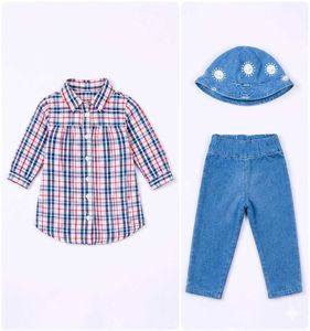 Trendy 3-Piece Girls Clothing Set (Long Check Top